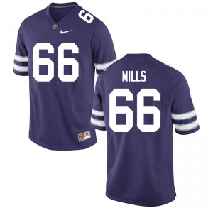 Men Kansas State University #66 Aidan Mills Purple NCAA Jerseys 536994-608