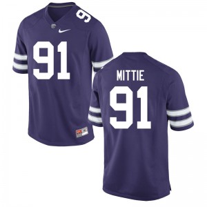Men K-State #91 Jordan Mittie Purple Football Jerseys 960055-246