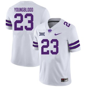 Mens Kansas State Wildcats #23 Joshua Youngblood White Embroidery Jerseys 486549-431