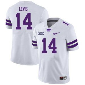 Men's K-State #14 Tyrone Lewis White College Jersey 526021-117