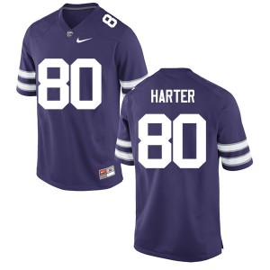 Men Kansas State University #80 Adam Harter Purple Football Jersey 684513-422