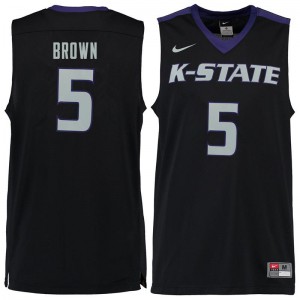Mens K-State #5 Barry Brown Black Embroidery Jersey 457255-888