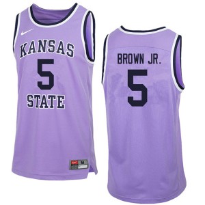 Men's Kansas State #5 Barry Brown Jr. Purple Retro Embroidery Jerseys 272075-804