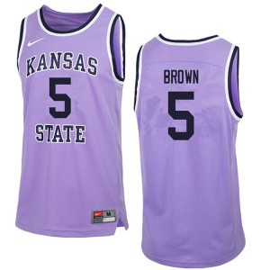 Men Kansas State Wildcats #5 Barry Brown Purple Retro Alumni Jerseys 971418-141