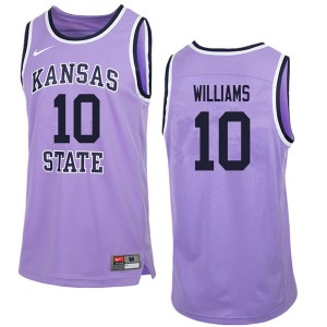 Mens Kansas State University #10 Chuckie Williams Purple Retro NCAA Jerseys 801569-168