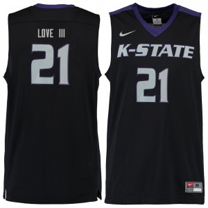 Mens Kansas State #21 James Love III Black Stitched Jerseys 130404-428
