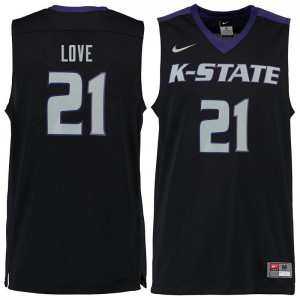 Mens Kansas State Wildcats #21 James Love Black Player Jerseys 540955-378