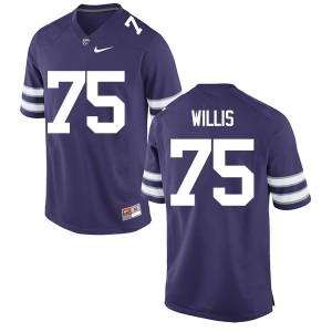 Men's Kansas State University #75 Jordan Willis Purple Embroidery Jersey 576343-922