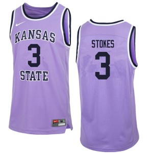 Mens Kansas State Wildcats #3 Kamau Stokes Purple Retro Player Jersey 496111-992