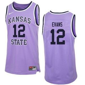 Men K-State #12 Mike Evans Purple Retro Basketball Jerseys 999133-417