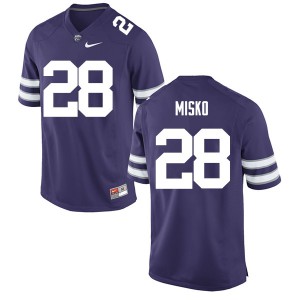 Mens Kansas State University #28 Spencer Misko Purple Stitch Jerseys 687863-725