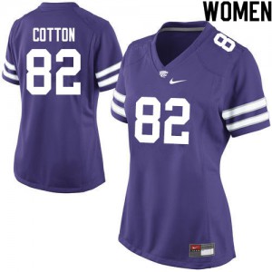 Women's Kansas State Wildcats #82 Cameron Cotton Purple College Jersey 167274-376