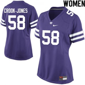 Women Kansas State University #58 Cartez Crook-Jones Purple Official Jerseys 173008-365