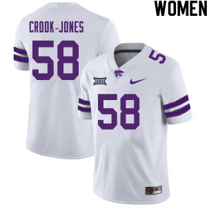 Women's K-State #58 Cartez Crook-Jones White Stitch Jerseys 865274-106