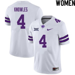 Womens Kansas State #4 Malik Knowles White Football Jerseys 176111-949