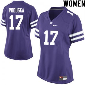 Women's Kansas State University #17 Maxwell Poduska Purple College Jerseys 501862-264