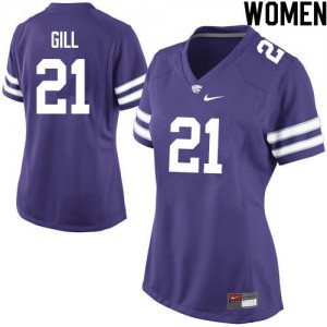 Womens Kansas State Wildcats #21 Wykeen Gill Purple College Jerseys 837178-921