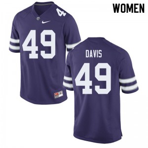 Women Kansas State Wildcats #49 Adam Davis Purple NCAA Jersey 230059-941