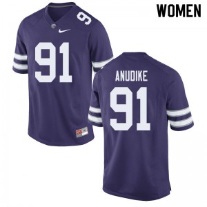 Women Kansas State Wildcats #91 Felix Anudike Purple University Jerseys 489421-265