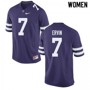 Womens Kansas State #7 Joe Ervin Purple Stitched Jerseys 891979-137