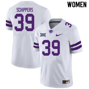 Womens Kansas State Wildcats #39 Jordan Schippers White Stitched Jersey 821962-676