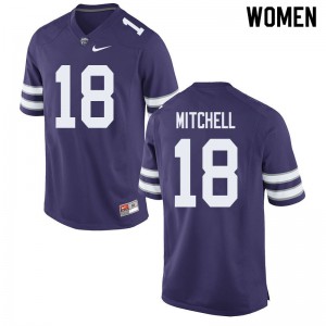 Womens Kansas State Wildcats #18 Malachi Mitchell Purple NCAA Jersey 553838-560