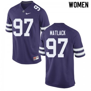 Women K-State #97 Nate Matlack Purple Embroidery Jerseys 761807-897