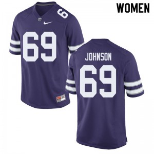 Women's Kansas State Wildcats #69 Noah Johnson Purple Official Jerseys 403493-368