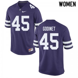 Women's Kansas State #45 Reed Godinet Purple Stitched Jerseys 421810-898