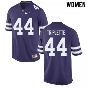 Womens Kansas State Wildcats #44 Ronald Triplette Purple Player Jerseys 578101-394