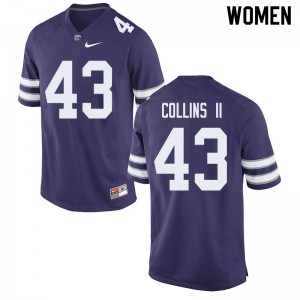 Womens Kansas State Wildcats #43 Terrence Collins II Purple Official Jerseys 704870-588