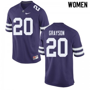 Women's KSU #20 Thomas Grayson Purple Stitched Jerseys 365291-556