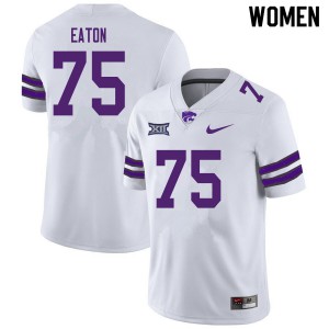 Women K-State #75 Tre Eaton White Football Jerseys 276734-780