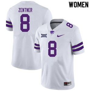 Women's K-State #8 Ty Zentner White Football Jerseys 407935-773