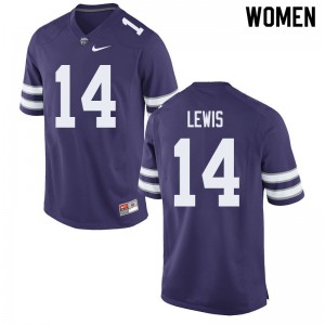 Women K-State #14 Tyrone Lewis Purple Football Jerseys 170402-265