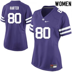 Womens Kansas State Wildcats #80 Adam Harter Purple College Jerseys 172432-468