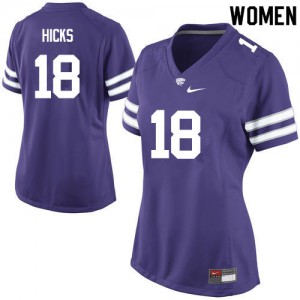Womens Kansas State University #18 Andrew Hicks Purple Stitch Jerseys 611509-686