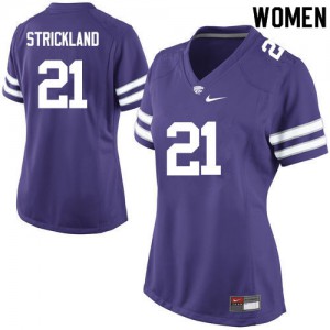 Women Kansas State University #21 Carlos Strickland Purple Player Jerseys 904129-383