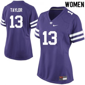Women's Kansas State University #13 Chabastin Taylor Purple Football Jerseys 687366-256