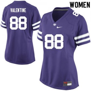 Womens Kansas State Wildcats #88 Dayton Valentine Purple College Jerseys 947518-307
