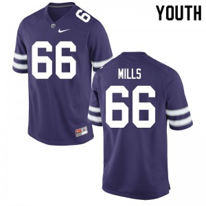 Youth Kansas State #66 Aidan Mills Purple Official Jerseys 658025-844