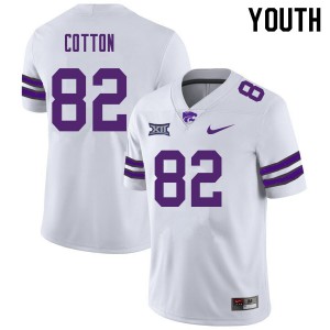 Youth Kansas State University #82 Cameron Cotton White Stitched Jerseys 134521-865