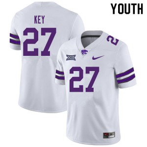 Youth KSU #27 Cameron Key White Stitched Jerseys 309505-441