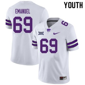Youth Kansas State University #69 Carlos Emanuel White Official Jerseys 748469-698