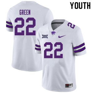 Youth Kansas State #22 Daniel Green White Embroidery Jersey 172631-974