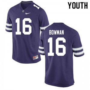 Youth K-State #16 Derek Bowman Purple Stitch Jersey 913334-423
