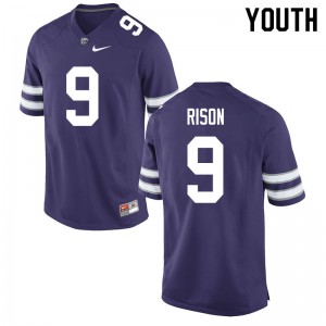 Youth Kansas State University #9 Hunter Rison Purple Stitched Jerseys 777965-126