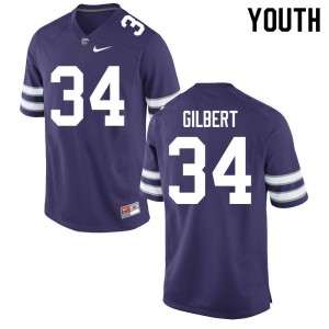Youth K-State #34 James Gilbert Purple Official Jersey 307809-443