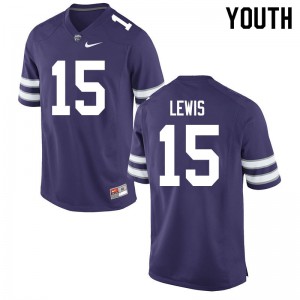 Youth Kansas State Wildcats #15 Jaren Lewis Purple Embroidery Jerseys 750265-938