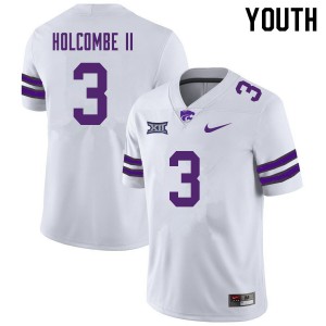 Youth KSU #3 John Holcombe II White Stitched Jerseys 581799-193